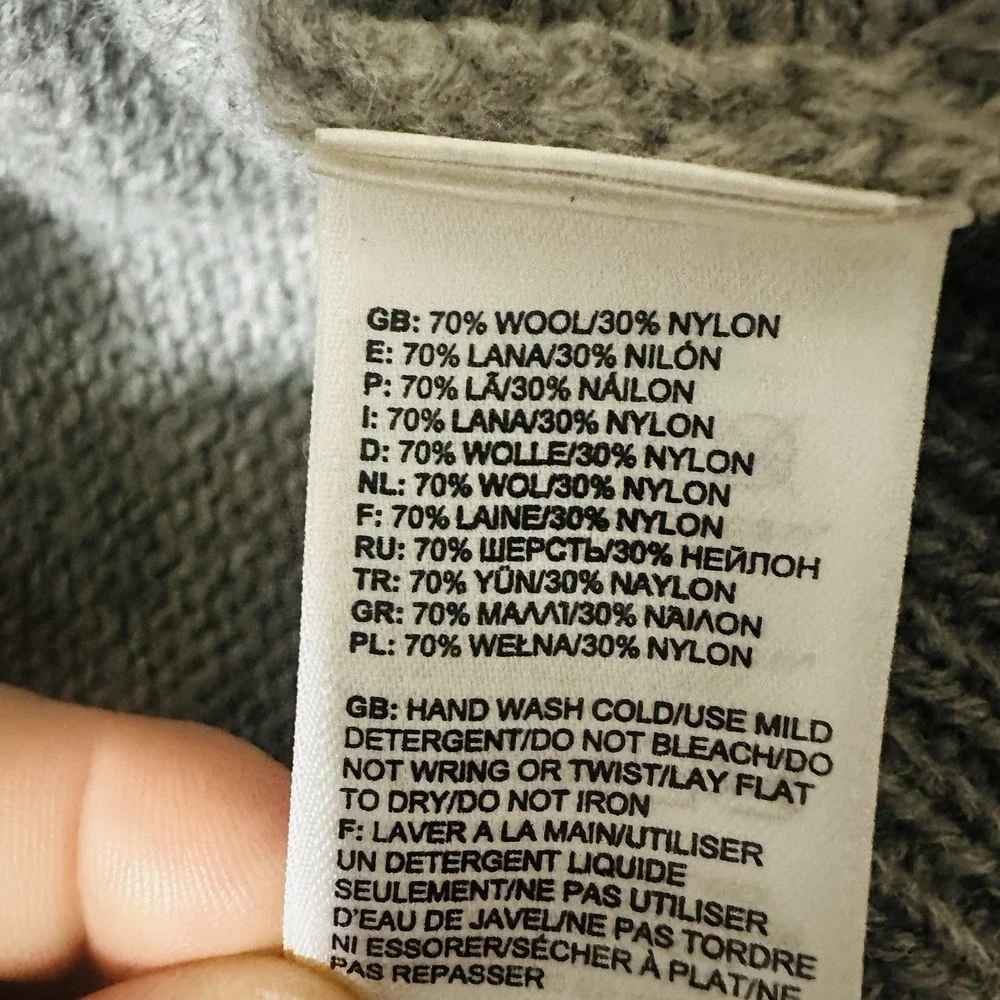 The North Face Wool Blend Sweater Jacket Mens Large Gray Pockets Hood